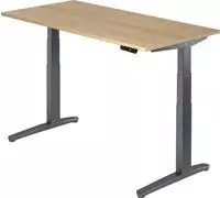 Arbeitstisch 160x80 cm Platte Eiche, Gestell graphit, elektrisch h&ouml;henverstellba -