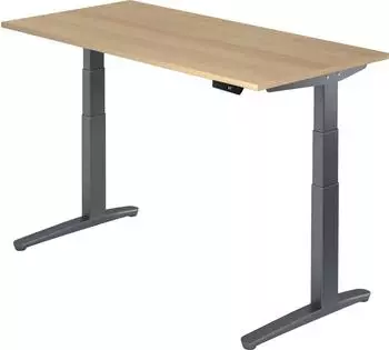 Hammerbacher XBHM16 Sitz-Steh-Schreibtisch elektrisch h&ouml;henverstellbar 160x80cm Eiche/Graphit (XBHM16/E/GG)