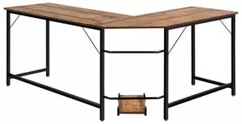 Costway Eckschreibtisch L-Form mit CPU-St&auml;nder, 168x125cm, Kaffee (TI83904OR)