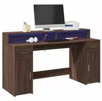 vidaXL LED-Schreibtisch Braun Eichen-Optik 160x55x91 Holzwerkstoff