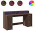vidaXL Schreibtisch mit LED, Holzwerkstoff, Eichen-Optik Braun, 160x55x91cm (3309435)