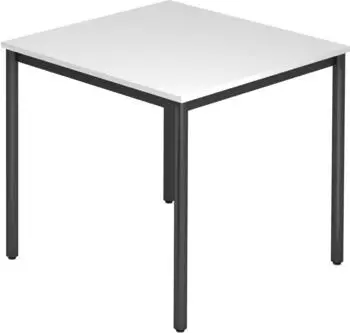 Hammerbacher Konferenztisch D-Serie 80x80cm Rundfu&szlig;, wei&szlig;/schwarz (DR08/W/D)