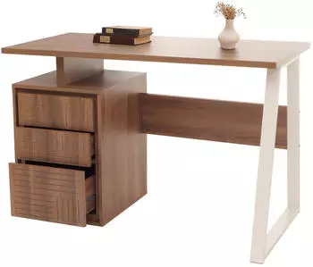 MCW Schreibtisch MCW-O32 mit Schublade, Melamin Holz, braun, 118x77x58cm (99394)
