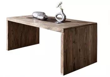 Massivmoebel24 Nature Grey #711 Schreibtisch Sheesham 178x90x78cm grau ge&ouml;lt (09-360-550-1041)