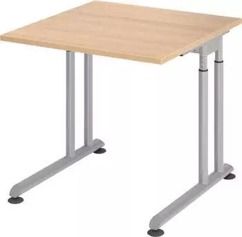 Hammerbacher Schreibtisch C-Fu&szlig; 80x80cm h&ouml;henverstellbar 68-82cm Eiche/Silber (ZS08/E/S)