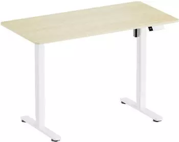 SpeaKa Professional Sitz-/Steh-Schreibtisch elektrisch h&ouml;henverstellbar 720-1200mm, 1200x600mm, Wei&szlig;/Holz (SP-13497420)