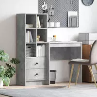 vidaXL Schreibtisch mit Schubladen mit Regal 2 pcs Beton Grau