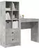 vidaXL Schreibtisch mit Schubladen und Regal 2er-Set Betongrau (3337308)
