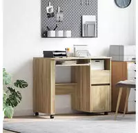 vidaXL Tisch mit R&auml;dern Sonoma-Eiche 91 x 50 x 77 cm Holzwerkstoff