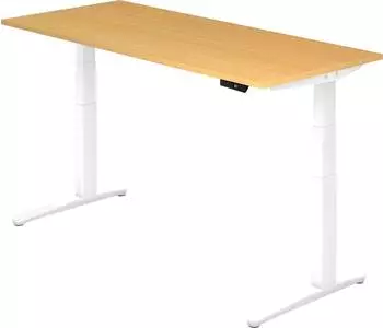 Hammerbacher XBHM19 Sitz-Steh-Schreibtisch elektrisch 180x80cm Buche/Wei&szlig; (XBHM19)