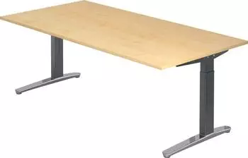 Hammerbacher Schreibtisch XB-Serie C-Fu&szlig; 200x100cm Ahorn/Graphit-Alu poliert (XB2E/3/GC)