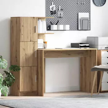 vidaXL Schreibtisch mit Regal 2-tlg. Artisan-Eiche (3337296)