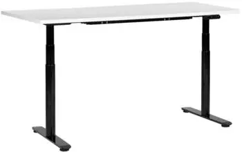 Beliani DESTINAS Schreibtisch elektrisch höhenverstellbar 160x72cm, Melamin, Weiß/Schwarz, USB