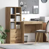 vidaXL Schreibtisch mit Schubladen mit Regal 2 pcs Artisan-Eiche