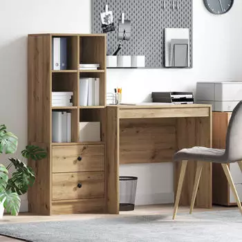 vidaXL Schreibtisch mit Schubladen und Regal Artisan-Eiche 2-tlg. (3337360)