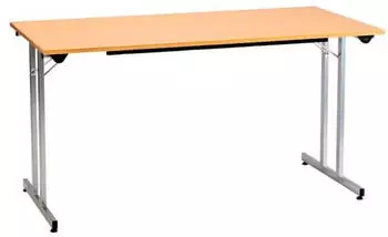 SODEMATUB Klapptisch Buche-Dekor 140x70cm, Vierkantgestell alufarben (TPMU147HA)