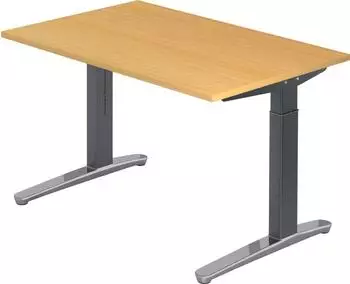 Hammerbacher Schreibtisch C-Fu&szlig; 120x80cm Buche/Graphit-Alu poliert (XB12/6/GC)