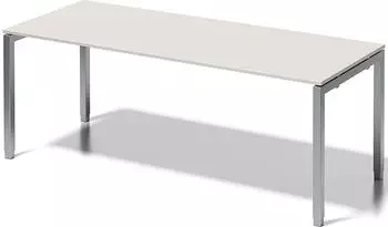 Bisley Cito Schreibtisch h&ouml;henverstellbar 200x80cm grauwei&szlig;er MFC-Belag, Silbergestell (DUH2008GW355)