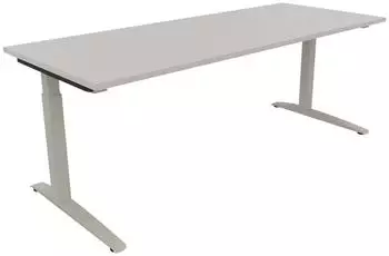 Soennecken Schreibtisch Kufe Quadrat 200x80cm h&ouml;henverstellbar 65-85cm lichtgrau/silber (810028181)