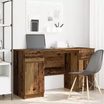 vidaXL Schreibtisch mit Regal Altholz-Optik 140x49x76cm (3328514)