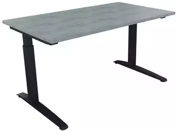 Soennecken Schreibtisch Kufe Quadrat h&ouml;henverstellbar 140x80cm Beton hell/Anthrazit (810023883)
