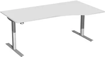 Geramöbel Elektro-Hubtisch Freiform rechts 1800x1000mm, höhenverstellbar 650-1250mm, lichtgrau/silber (S-08F1811-LS)