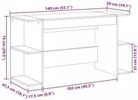 vidaXL Schreibtisch Grau Sonoma 140x50x75 cm Holzwerkstoff