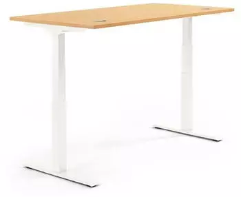Soennecken Schreibtisch 1600x800mm h&ouml;henverstellbar, Platte Buche, Gestell wei&szlig; (810061272)