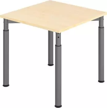 Hammerbacher Y-Serie Schreibtisch 4-Fu&szlig; rund 80x80cm Ahorn/Graphit, h&ouml;henverstellbar 68-82cm (VYS08/3/G)