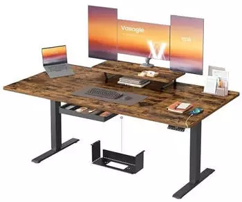 Vasagle H&ouml;henverstellbarer Schreibtisch 160x80cm, USB-C, vintagebraun (LSD156KD01)