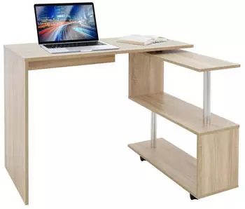 ML-Design Eckschreibtisch L-Form, drehbar, 3 Regalb&ouml;den, 150x88x75cm (490000299)