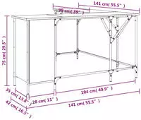 vidaXL Schreibtisch Grau Sonoma 141x141x75 cm Holzwerkstoff
