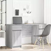 vidaXL Schreibtisch mit T&uuml;r Grau Sonoma 140 x 49 x 76 cm Holzwerkstoff