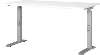 Germania Downey Schreibtisch h&ouml;henverstellbar (manuell) 140x80cm, wei&szlig;/silber (7904-639)