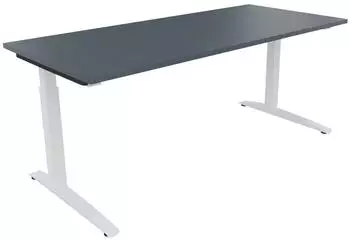 Soennecken Schreibtisch All in One manuell h&ouml;henverstellbar 180x80cm lavagrau/wei&szlig; (810026782)