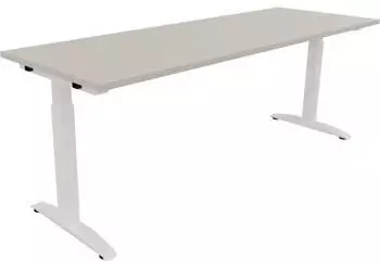 Soennecken Schreibtisch All in One manuell h&ouml;henverstellbar 200x70cm lichtgrau/wei&szlig; (810027981)