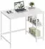 Vasagle Schreibtisch mit 2 Ablagen, Stahlgestell, 100x50x76cm, ahornweiß (LWD046W01)
