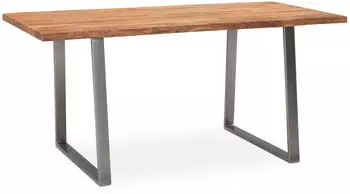 Wohnling Schreibtisch Akazie Massivholz Baumkante Trapezbeine Chrom 200x100cm (WL7.270)