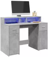 vidaXL LED-Schreibtisch Betongrau 120x55x91 cm Holzwerkstoff