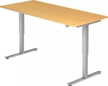 Hammerbacher XMST19 Sitz-Steh-Schreibtisch elektrisch 180x80cm Buche/Silber (VXMST19/6/S)