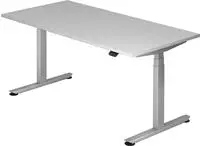 Hammerbacher Sitz-Steh-Schreibtisch elektrisch 160x80 -127cm Grau/silber