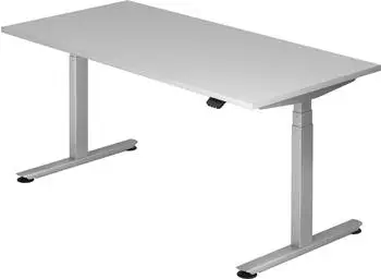 Hammerbacher VXDLB16 Sitz-Steh-Schreibtisch elektrisch 160x80cm, Grau/Silber (XDLB16/5/S)
