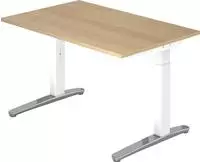 Hammerbacher Schreibtisch C-Fu&szlig; 120x80cm Eiche/Wei&szlig;-Alu poliert