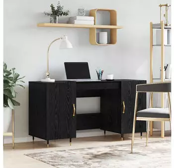 vidaXL Schreibtisch mit Regal Schwarz Eichen-Optik 140x50x75cm (879524)
