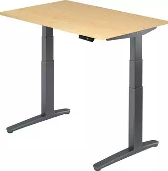 Hammerbacher Sitz-Steh-Schreibtisch elektrisch h&ouml;henverstellbar 120x80cm Ahorn/Graphit (XBHM12)