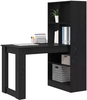 vidaXL Schreibtisch mit Regal Schwarz Eichen-Optik 122x67x145cm (3337258)