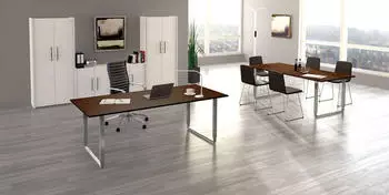 Kerkmann Aveto Schreibtisch B&uuml;gel-Gestell h&ouml;henverstellbar, Anbau, 200x100cm + 120x80cm, wei&szlig;