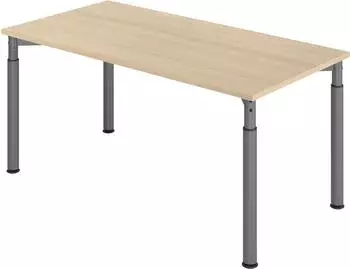 Hammerbacher Y-Serie Schreibtisch 160x80cm, h&ouml;henverstellbar 68-82cm, Eiche/Graphit (VYS16/E/G)