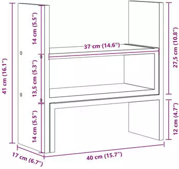vidaXL Schreibtisch-Organizer Verstellbar Holzwerkstoff Sonoma-Eiche 40x17x41cm (854762)