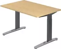Hammerbacher Schreibtisch C-Fu&szlig; 120x80cm Ahorn/Graphit-Alu poliert
